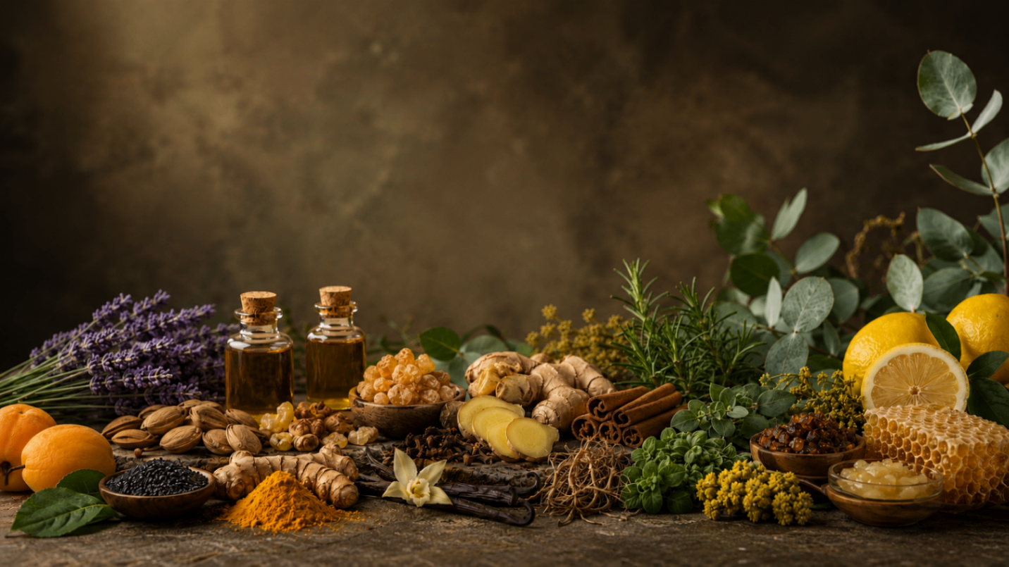 Junts botanical oil products with sunflowers and ingredients